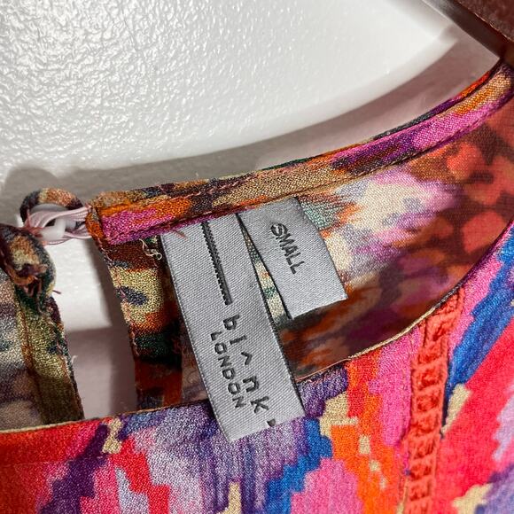 Anthropologie Blank London Miranda Peasant Blouse Small Pink Colorful Boho - Picture 7 of 11